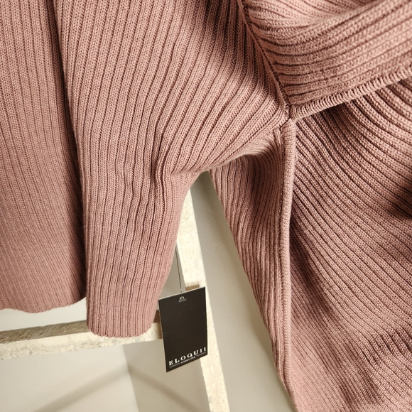 Eloquii sweater NWT womens size 22/24 pink Mauve ribbed cropped knit wide sleeve - Picture 5 of 6